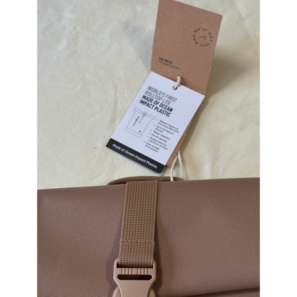 GOT BAG Rolltop‎ Lite Backpack Driftwood Tan Eco Friendly Laptop Sleeve NWT Hike - Picture 6 of 16